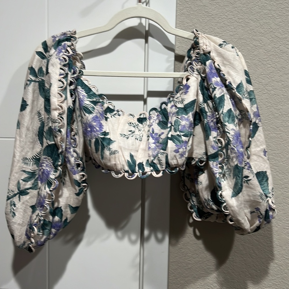 Zimmermann Exclusive Mytheresa – Cassia floral linen crop top - Picture 5 of 12